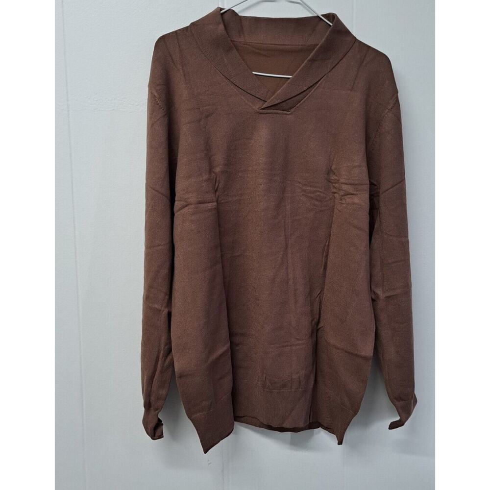 Men's Knitted Pullover Sweater Shawl Neck Tops Soft Basic Fall Winter‎ Size XL